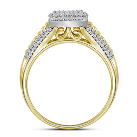 Eternal Love 10kt Yellow Gold Diamond Cluster Wedding Ring Set - Splendid Jewellery