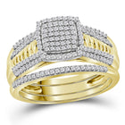 Eternal Love 10kt Yellow Gold Diamond Cluster Wedding Ring Set Top View from Splendid Jewellery