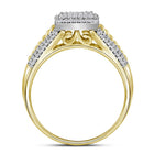 Eternal Love 10kt Yellow Gold Diamond Cluster Wedding Ring Set Side View from Splendid Jewellery
