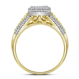 Eternal Love 10kt Yellow Gold Diamond Cluster Wedding Ring Set Side View from Splendid Jewellery