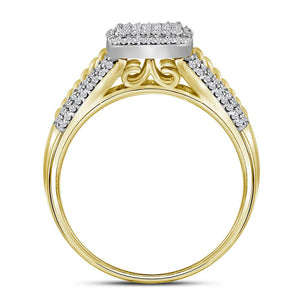 Eternal Love 10kt Yellow Gold Diamond Cluster Wedding Ring Set - Splendid Jewellery