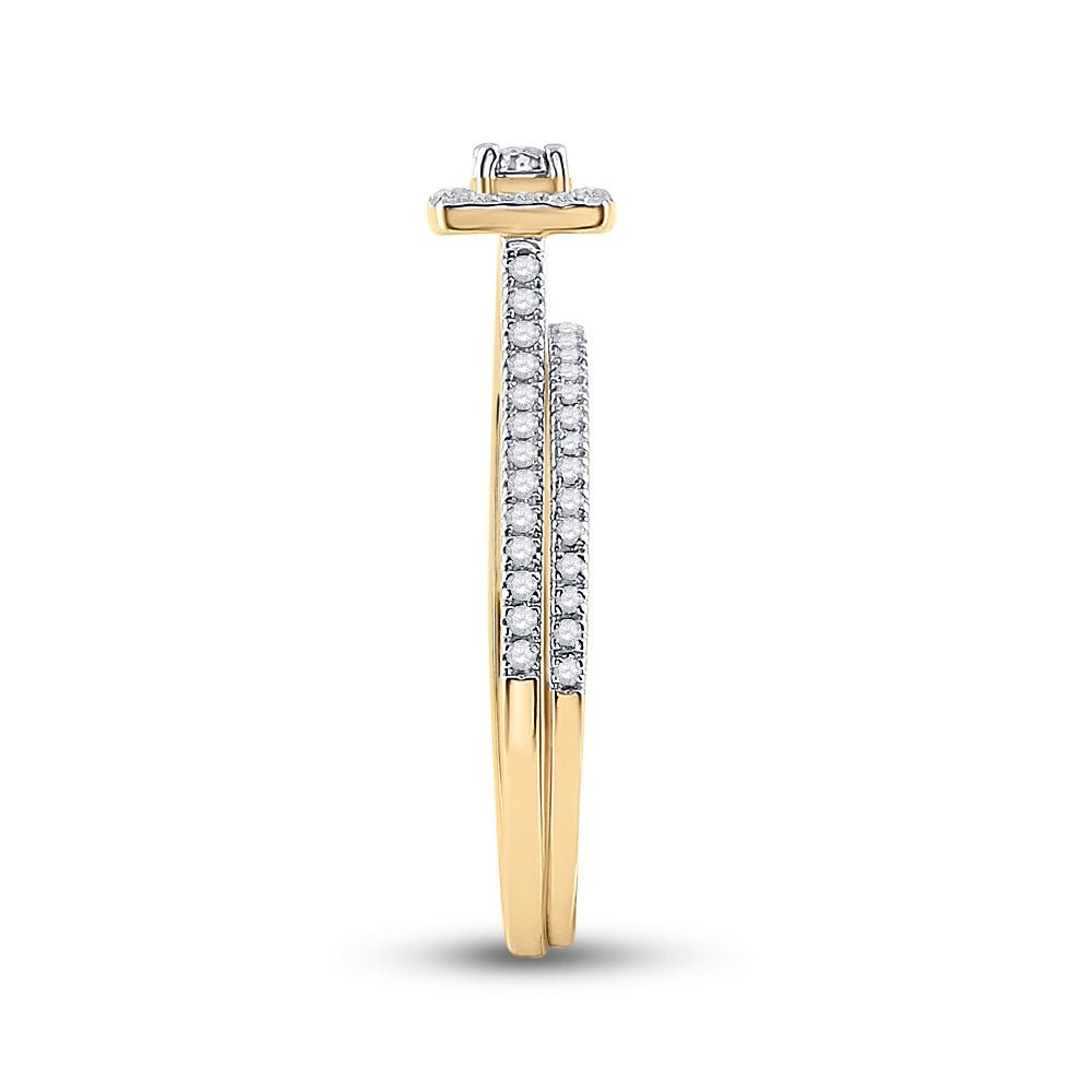 Eternal Love 10kt Yellow Gold Diamond Halo Bridal Wedding Ring Band Set - Splendid Jewellery
