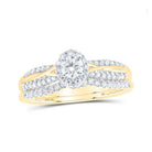 Eternal Love: 10kt Yellow Gold Diamond Halo Bridal Wedding Ring Band Set - Splendid Jewellery