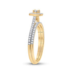 Eternal Love 10kt Yellow Gold Diamond Halo Bridal Wedding Ring Band Set product Top View from Splendid Jewellery