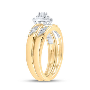 Eternal Love 10kt Yellow Gold Diamond Halo Bridal Wedding Ring Set - Splendid Jewellery