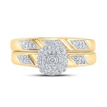 Load image into Gallery viewer, Eternal Love 10kt Yellow Gold Diamond Halo Bridal Wedding Ring Set product Top View from Splendid Jewellery