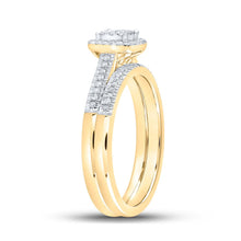 Load image into Gallery viewer, Eternal Love 10kt Yellow Gold Diamond Halo Bridal Wedding Ring Set product Side View 2 from Splendid Jewellery