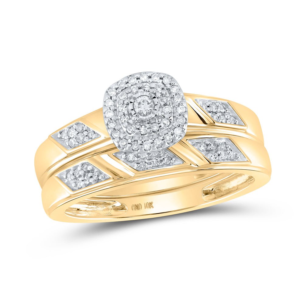 Eternal Love 10kt Yellow Gold Diamond Halo Bridal Wedding Ring Set - Splendid Jewellery