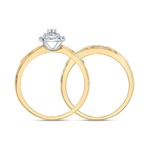 Eternal Love 10kt Yellow Gold Diamond Halo Bridal Wedding Ring Set - Splendid Jewellery