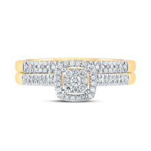 Load image into Gallery viewer, Eternal Love 10kt Yellow Gold Diamond Halo Bridal Wedding Ring Set product Top View from Splendid Jewellery