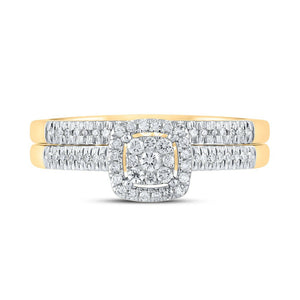 Eternal Love 10kt Yellow Gold Diamond Halo Bridal Wedding Ring Set - Splendid Jewellery