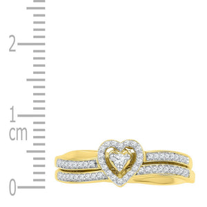 Eternal Love 10kt Yellow Gold Diamond Heart Bridal Wedding Ring Band Set - Splendid Jewellery