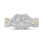 Eternal Love 10kt Yellow Gold Diamond Heart Bridal Wedding Ring Band Set product Top View from Splendid Jewellery