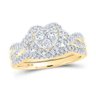 Eternal Love 10kt Yellow Gold Diamond Heart Bridal Wedding Ring Band Set - Splendid Jewellery