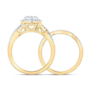 Eternal Love 10kt Yellow Gold Diamond Heart Bridal Wedding Ring Band Set - Splendid Jewellery