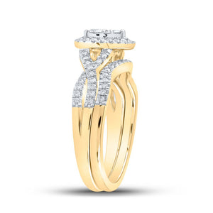 Eternal Love 10kt Yellow Gold Diamond Heart Bridal Wedding Ring Band Set - Splendid Jewellery