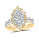 Eternal Love 10kt Yellow Gold Diamond Marquise Bridal Wedding Ring Set - Splendid Jewellery