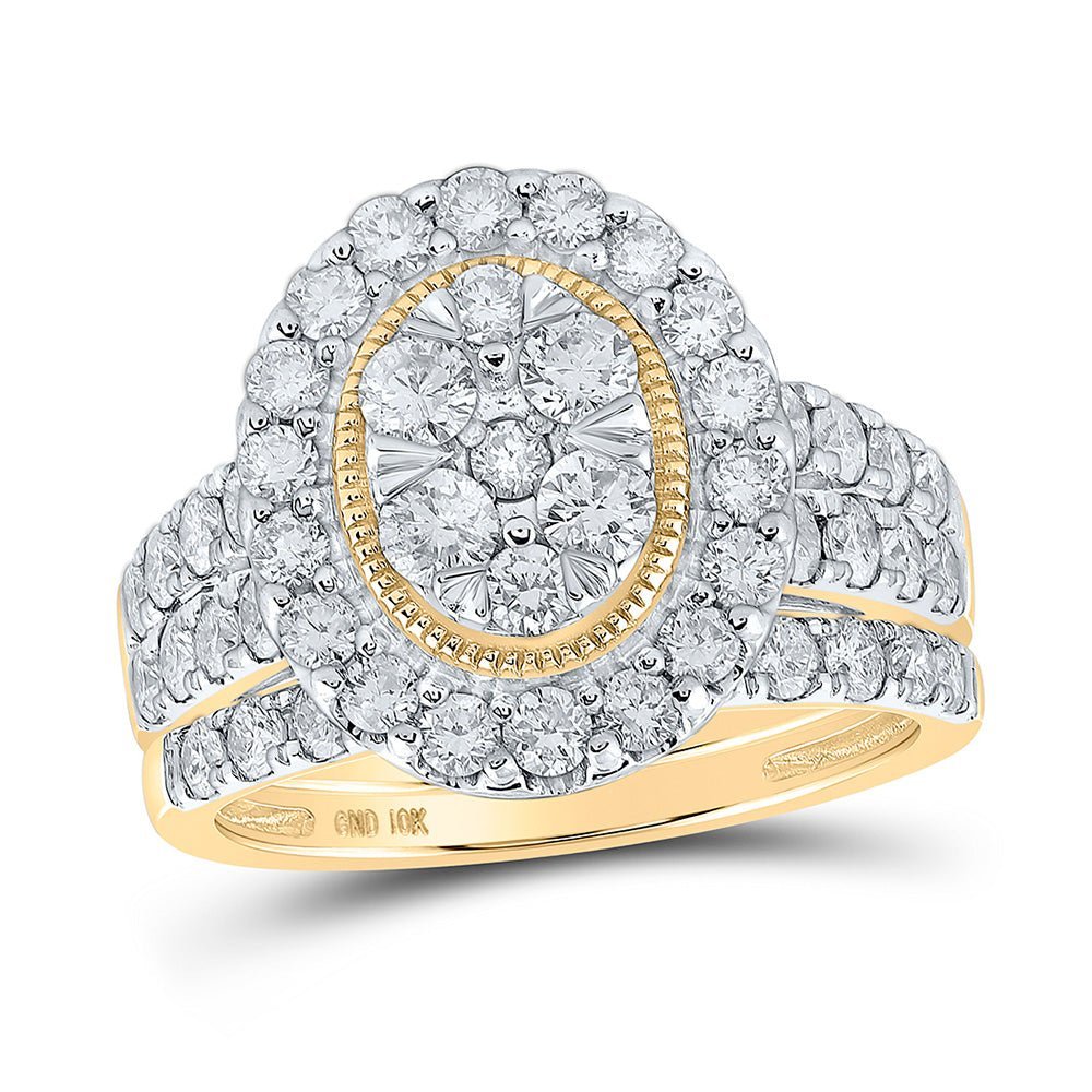 Eternal Love 10kt Yellow Gold Diamond Oval Bridal Wedding Ring Set - Splendid Jewellery