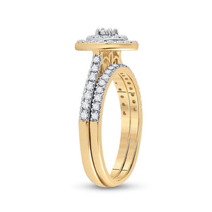 Eternal Love 10kt Yellow Gold Diamond Oval Halo Bridal Wedding Ring Band Set - Splendid Jewellery