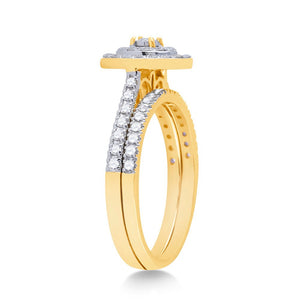 Eternal Love 10kt Yellow Gold Diamond Oval Halo Bridal Wedding Ring Band Set - Splendid Jewellery