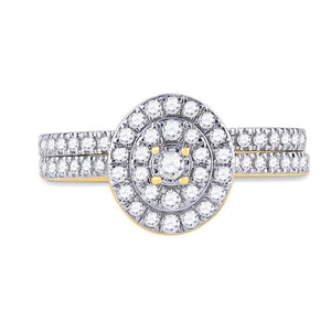 Eternal Love 10kt Yellow Gold Diamond Oval Halo Bridal Wedding Ring Band Set - Splendid Jewellery