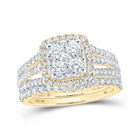 Eternal Love 10kt Yellow Gold Diamond Square Bridal Wedding Ring Band Set - Splendid Jewellery