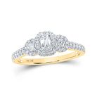 Eternal Love 10kt Yellow Gold Emerald Diamond 3 - stone Bridal Wedding Engagement Ring - Splendid Jewellery