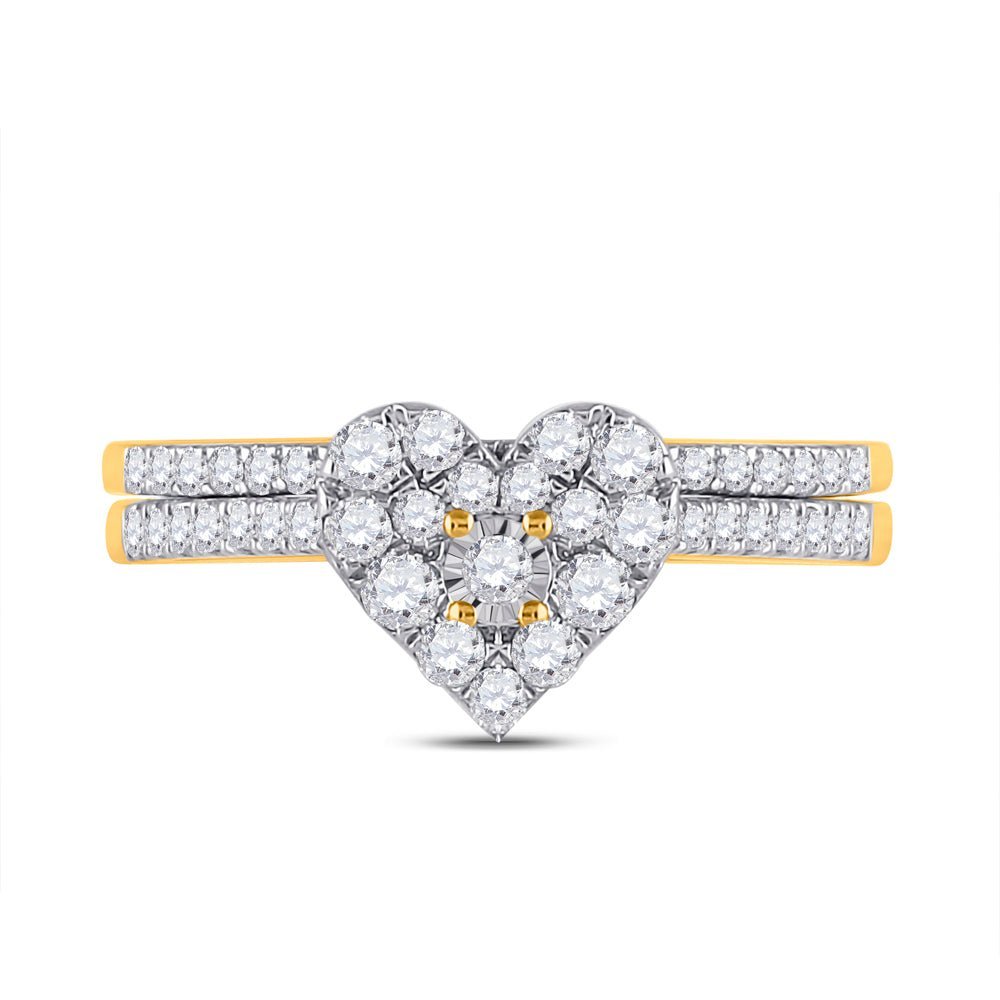 Eternal Love 10kt Yellow Gold Heart Diamond Wedding Ring Set - Splendid Jewellery