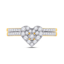 Load image into Gallery viewer, Eternal Love 10kt Yellow Gold Heart Diamond Wedding Ring Set product Top View from Splendid Jewellery