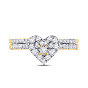 Eternal Love 10kt Yellow Gold Heart Diamond Wedding Ring Set - Splendid Jewellery