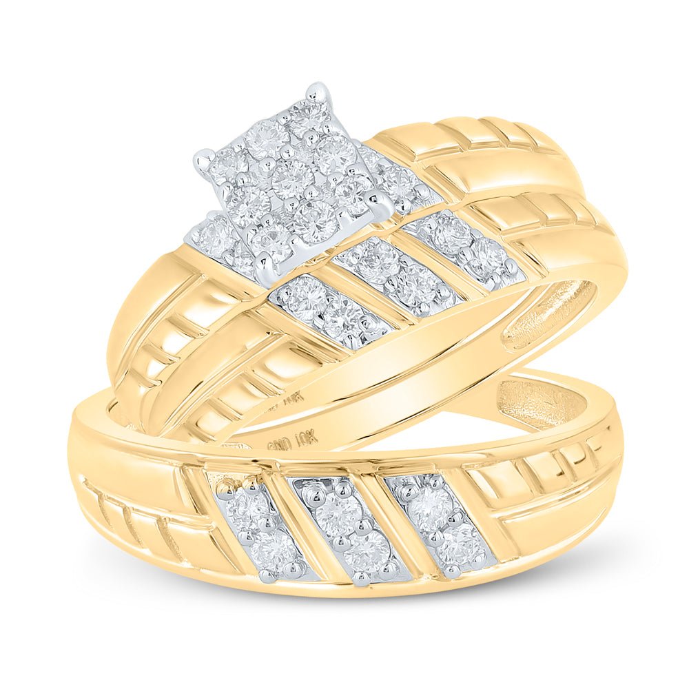 Eternal Love 10kt Yellow Gold His and Hers Diamond Square Wedding Set - Splendid Jewellery