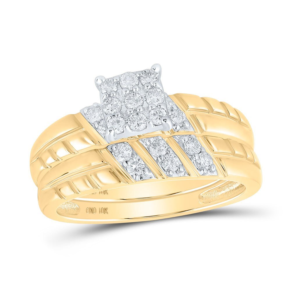 Eternal Love 10kt Yellow Gold His and Hers Diamond Square Wedding Set - Splendid Jewellery