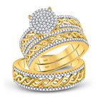 Eternal Love 10kt Yellow Gold His Hers Diamond Cluster Wedding Set Side 2 view from the 10Kt Yellow Gold His Hers Round Diamond Cluster Matching Wedding Set 5 8 Cttwpin250064 collection by Splendid Jewellery