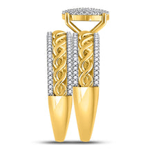Load image into Gallery viewer, Eternal Love 10kt Yellow Gold His Hers Diamond Cluster Wedding Set Side view from the 10Kt Yellow Gold His Hers Round Diamond Cluster Matching Wedding Set 5 8 Cttwpin250064 collection by Splendid Jewellery