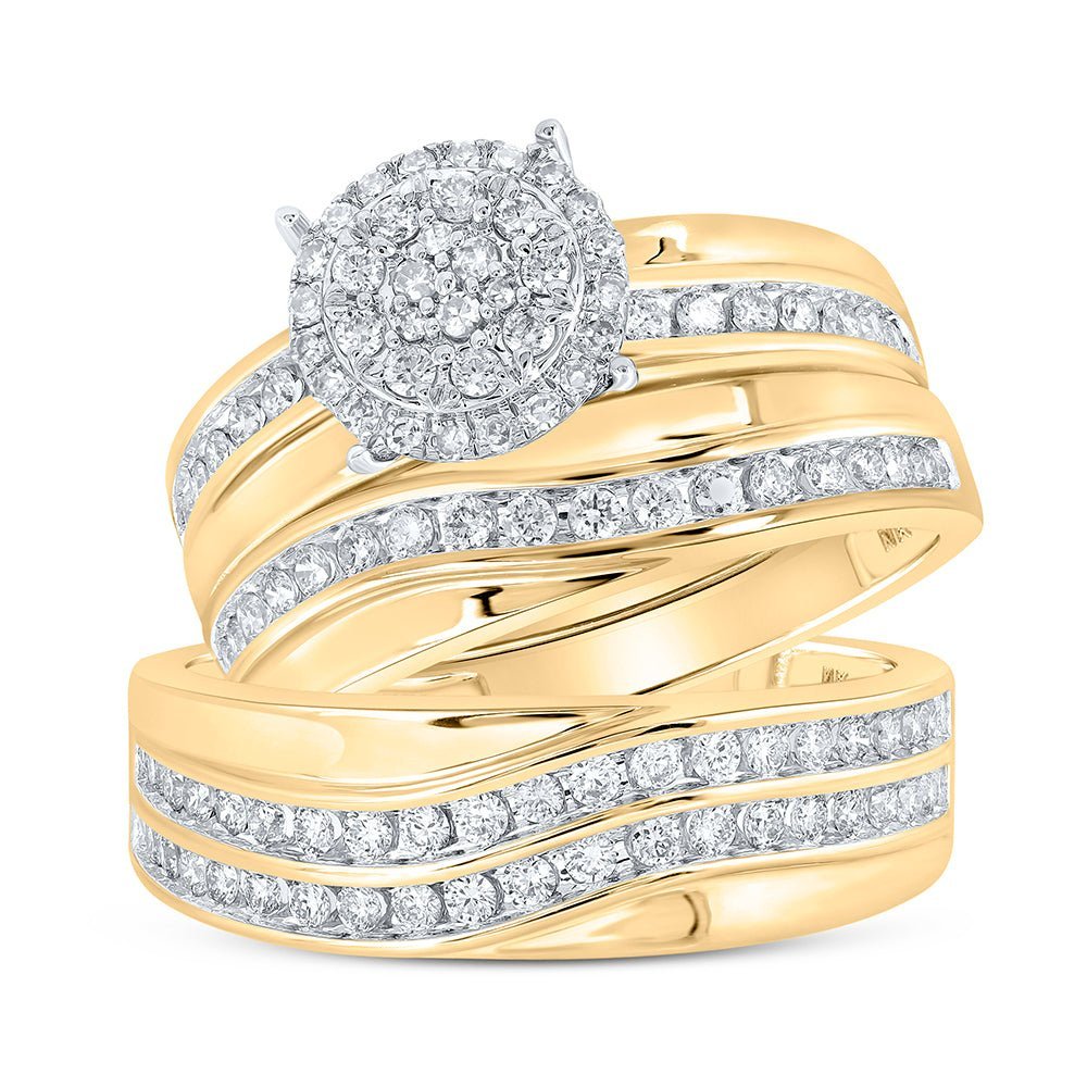 Eternal Love 10kt Yellow Gold His Hers Diamond Cluster Wedding Set - Splendid Jewellery