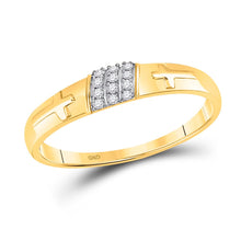 Load image into Gallery viewer, Eternal Love 10kt Yellow Gold His Hers Diamond Cross Wedding Set Side view from the 10Kt Yellow Gold His Hers Round Diamond Cross Matching Wedding Set 1 4 Cttwpin209860 collection by Splendid Jewellery