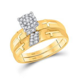 Eternal Love 10kt Yellow Gold His Hers Diamond Cross Wedding Set Side 2 view from the 10Kt Yellow Gold His Hers Round Diamond Cross Matching Wedding Set 1 4 Cttwpin209860 collection by Splendid Jewellery