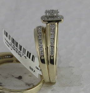 Eternal Love 10kt Yellow Gold His Hers Diamond Halo Wedding Set - Splendid Jewellery