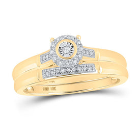 Eternal Love 10kt Yellow Gold His Hers Diamond Halo Wedding Set Side 2 view from the 10Kt Yellow Gold His Hers Round Diamond Halo Matching Wedding Set 1 10 Cttwpin212119 collection by Splendid Jewellery
