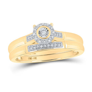 Eternal Love 10kt Yellow Gold His Hers Diamond Halo Wedding Set - Splendid Jewellery