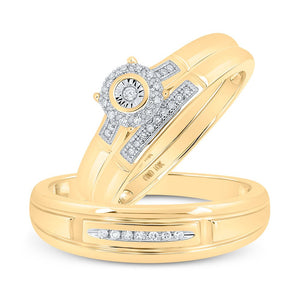 Eternal Love 10kt Yellow Gold His Hers Diamond Halo Wedding Set - Splendid Jewellery