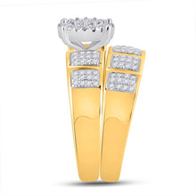 Load image into Gallery viewer, Eternal Love 10kt Yellow Gold His Hers Diamond Halo Wedding Set Side view from the 10Kt Yellow Gold His Hers Round Diamond Halo Matching Wedding Set 7 8 Cttwpin284437 collection by Splendid Jewellery