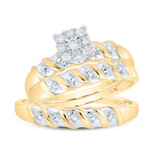 Load image into Gallery viewer, Eternal Love 10kt Yellow Gold His Hers Diamond Solitaire Wedding Set Top view from the 10Kt Yellow Gold His Hers Round Diamond Solitaire Matching Wedding Set 1 8 Cttwpin61376 collection by Splendid Jewellery