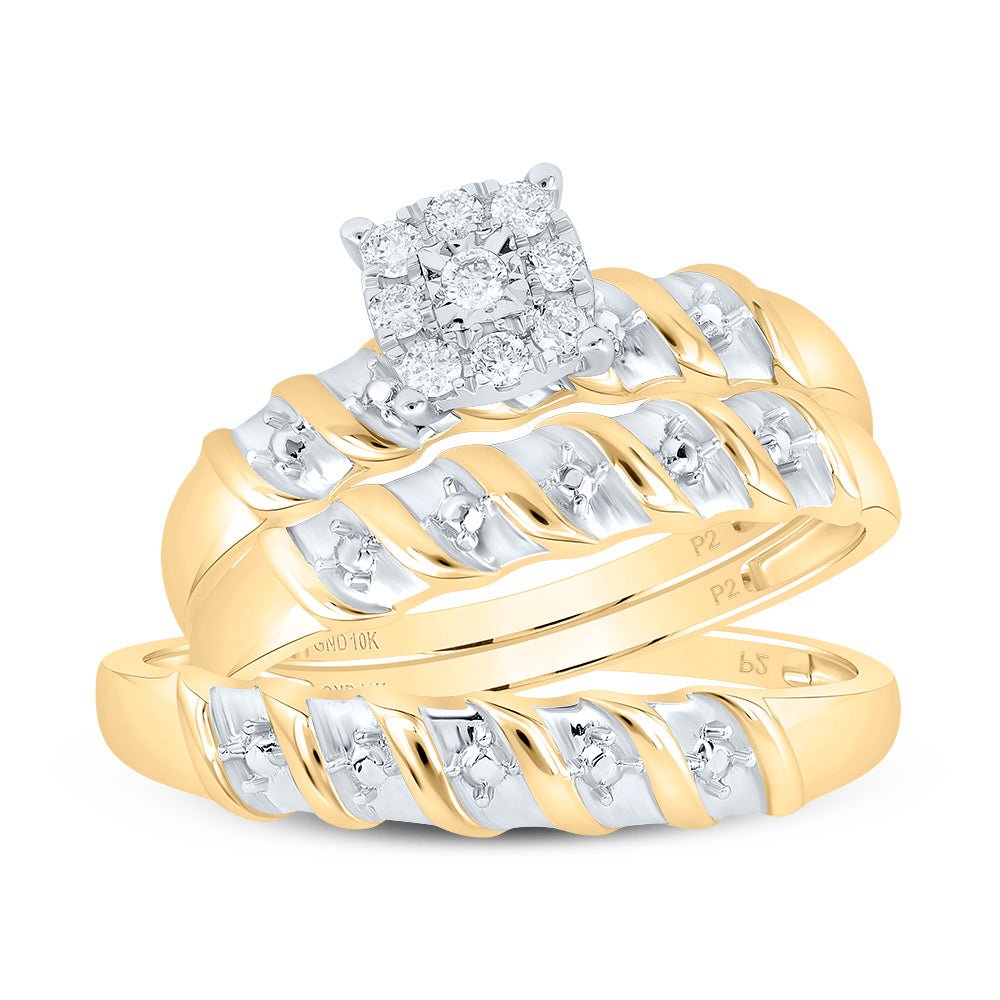 Eternal Love 10kt Yellow Gold His Hers Diamond Solitaire Wedding Set - Splendid Jewellery