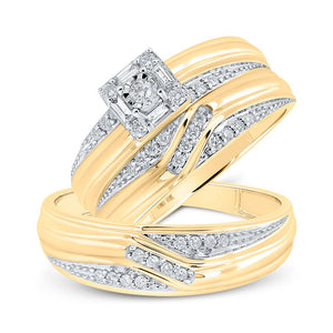 Eternal Love 10kt Yellow Gold His Hers Diamond Square Wedding Set - Splendid Jewellery