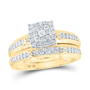 Eternal Love 10kt Yellow Gold His Hers Diamond Square Wedding Set - Splendid Jewellery