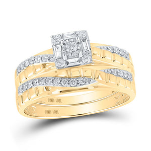 Eternal Love 10kt Yellow Gold His Hers Diamond Square Wedding Set - Splendid Jewellery