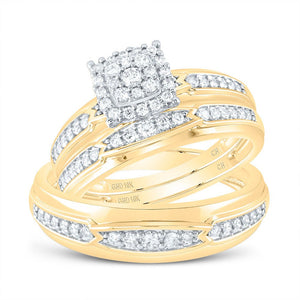 Eternal Love 10kt Yellow Gold His Hers Diamond Square Wedding Set - Splendid Jewellery