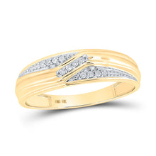 Load image into Gallery viewer, Eternal Love 10kt Yellow Gold His Hers Diamond Square Wedding Set Side view from the 10Kt Yellow Gold His Hers Round Diamond Square Matching Wedding Set 1 3 Cttwpin212759 collection by Splendid Jewellery