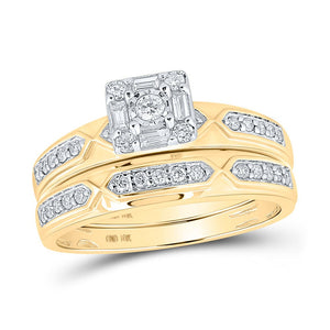 Eternal Love 10kt Yellow Gold His Hers Diamond Square Wedding Set - Splendid Jewellery